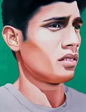 Mystic Marginal Walls (Untold Stories, Football Painting – 5) by Riyas Komu, Oil on canvas, sold Dec 2010