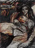Untitled by F. N. Souza, Chemical alterations on paper, sold Dec 2010