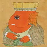 Ganeshji with a Ladoo by Badri Narayan, Watercolour and ink on paper, sold Dec 2010