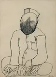 Leader by Jogen Chowdhury, Charcoal on paper, sold Dec 2010