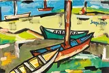 Untitled (Goan Port) by F. N. Souza, Gouache on paper, sold Sep 2010