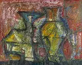 Still Life with Pots by F. N. Souza, Oil on board, sold Sep 2010