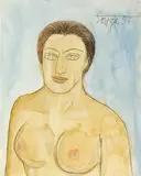 Untitled (Female Bust) by F. N. Souza, Watercolour on paper, sold Sep 2010