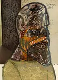 Untitled (Head of a Saint) by F. N. Souza, Mixed media on paper, sold Sep 2010