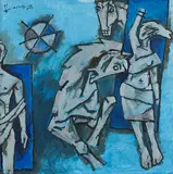 Untitled by M. F. Husain, Acrylic on canvas, sold Sep 2010