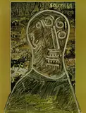 Untitled (Head of a Man) by F. N. Souza, Chemical alterations on paper, sold Sep 2010