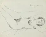 Untitled (Horizontal Nude) by F. N. Souza, Ink on paper, sold Sep 2010