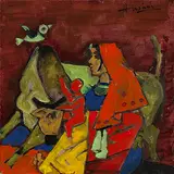 Untitled by M. F. Husain, Acrylic on canvas, sold Sep 2010