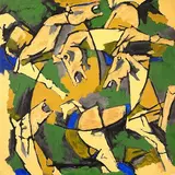 H Quartet by M. F. Husain, Oil on canvas, sold Sep 2010