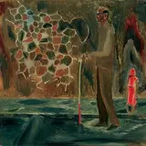 Walking Man by Atul Dodiya, Oil on paper, sold Sep 2010