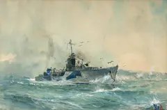 Torpilleur « La Combattante by Claude Le Baube, Aquarelle et gouache, sold Dec 2024