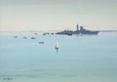 Fête de la mer à Royan – Le Suffren by André Verger, 1969, Gouache, sold Dec 2024