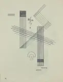 Composition by Wassily Kandinsky, 1973, Sérigraphie en violet imprimée sur un feuillet de Vélin de Rives assorti d'un poème, sold Jun 2023