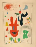 L'acrobate au jardin de nuit by Joan Miró, 1948, Lithographie en couleurs, sold Jun 2023