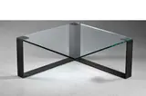 Table basse "Pierre Boulez by Andree Putman, 1989, Piètement décentré en lame d'acier patiné gris et plateau en verre sécurit, sold Jun 2023