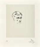Portrait de Antonin Artaud by dit Balthus Klossowski de Rola, circa 1990, Lithographie en noir sur fond gris, sold Jun 2023