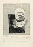 Poscard of Richard Wagner with a glass of water by David Hockney, 1973, Eau-forte en noir et rouge, sold Jun 2023
