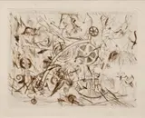 Chaos et Meta-Chaos by Jean Tinguely, circa 1970, Two etchings, one in black and one in brown, sold Jun 2023