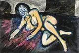 Nude by F. N. Souza, Oil on canvas, sold Jun 2010