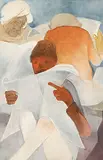 Evening News by Krishen Khanna, Oil on canvas, sold Jun 2010