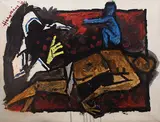 Untitled by M. F. Husain, Acrylic on canvas, sold Jun 2010