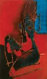 Untitled (Maya V) by M. F. Husain, Oil on canvas, sold Jun 2010