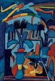 Rainbow by K. G. Subramanyan, Reverse painting in oil and gouache on plastic sheet, offered Mar 2010