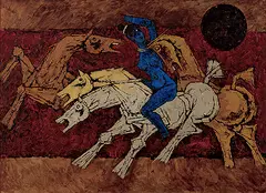 Untitled by M. F. Husain, Oil on canvas, sold Mar 2010