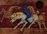 Untitled by M. F. Husain, Oil on canvas, sold Mar 2010