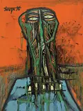 Decomposing Head by F. N. Souza, Oil on board, sold Mar 2010