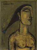 Profile of a Woman by F. N. Souza, Oil on board, sold Dec 2009