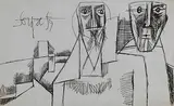 Untitled by F. N. Souza, Pen and ink on paper, sold Dec 2009