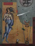 Mystery and Revelation in the Observable Universe by Baiju Parthan, Mixed media and collage on canvas, sold Dec 2009