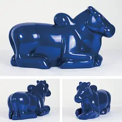 Nandi in Blue by Arunkumar H G, Illustrated are two views of the sculpture, sold Dec 2009