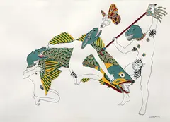 Untitled by Raqib Shaw, Mixed media on paper pasted on board, offered Dec 2009