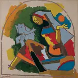 Maya Dreams of an Elephant by M. F. Husain, Acrylic on paper, sold Dec 2009