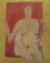 Red Madder by Tyeb Mehta, Oil on board, sold Dec 2009