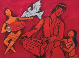 Untitled by M. F. Husain, Oil on canvas, sold Dec 2009
