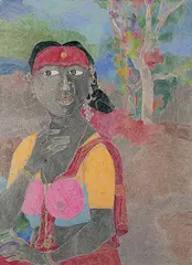 Untitled by K. Laxma Goud, Mixed media on handmade paper, offered Dec 2009