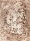 Untitled by Krishen Khanna, Conte on paper, sold Sep 2009