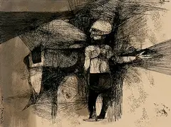 Untitled by Ganesh Pyne, Watercolour and ink on paper, sold Sep 2009