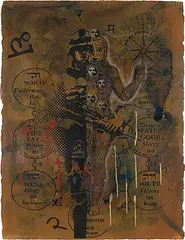 Caput Mortum - 2 by Baiju Parthan, UV ink and acrylic on paper pasted on board, sold Sep 2009