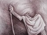 Rekhankan XVI by Phaneendra Nath Chaturvedi, Pen and ink on paper, sold Sep 2009