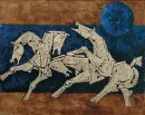Untitled by M. F. Husain, Acrylic and oil on canvas, sold Sep 2009