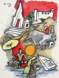 Untitled by M. F. Husain, Watercolour on paper, sold Sep 2009