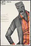 Anthropomorphic Stamp by Phaneendra Nath Chaturvedi, Pencil, crayons and acrylic on archival paper, sold Sep 2009