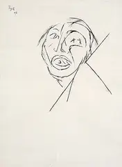 Untitled by Tyeb Mehta, Charcoal on paper, sold Sep 2009