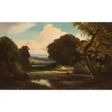Untitled (House on a Lake) by Gordon Coutts, oil on canvas, sold Jun 2026