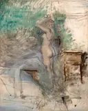 Nu by Jean-Louis Forain, Huile sur toile, sold Apr 2023