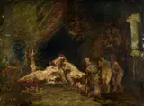 La tentation de Saint-Antoine by Adolphe Joseph Thomas Monticelli, Huile sur panneau, sold Apr 2023